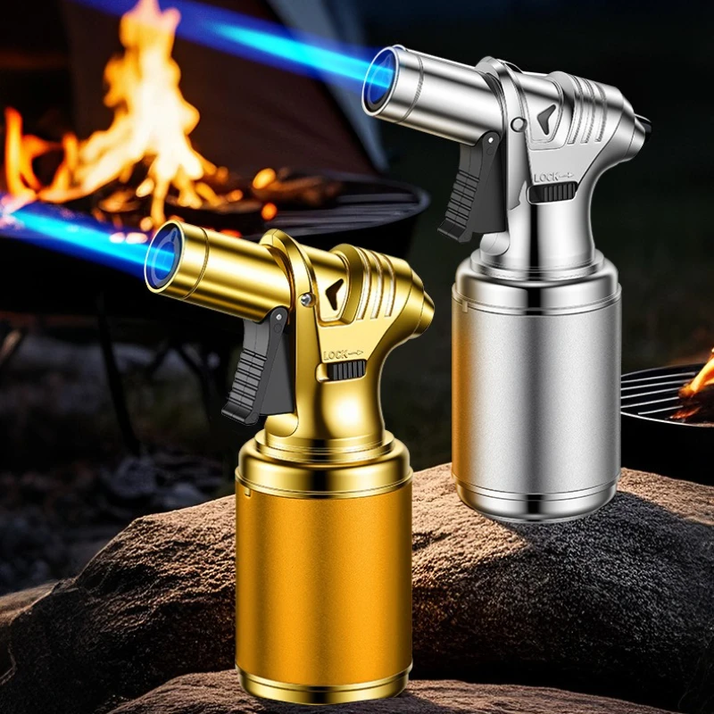 

Metal High-temperature Spray Gun Lighter Windproof Blue Flame Powerful Gun Style Spray Gun Retro Design Cigar Lighter Men's Tool