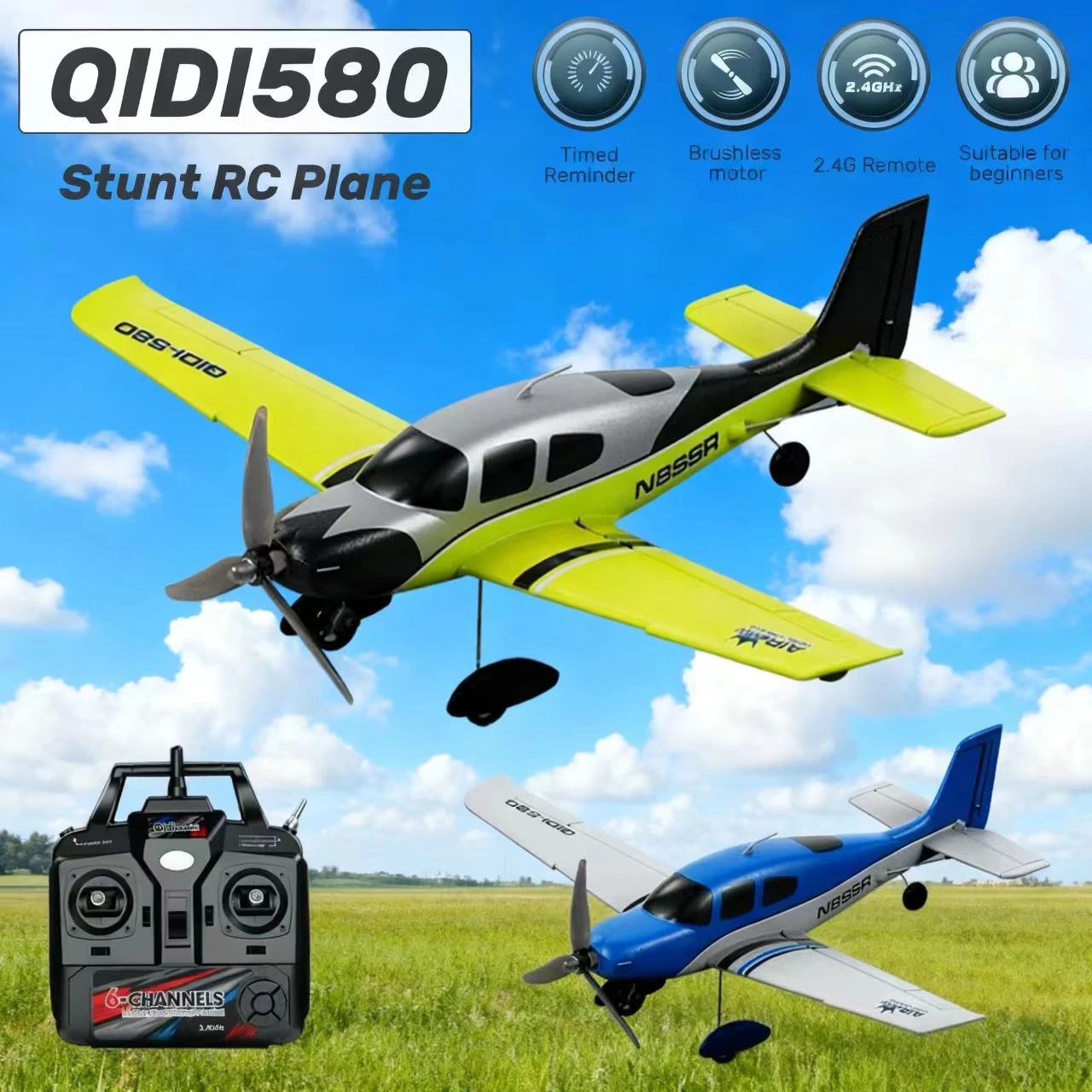 

High-altitude Stunt Radio-controlled Glider 4channel 2.4G Radio-controlled Brushless Aircraft EPP Foam Fixed-wing Model Aircraft