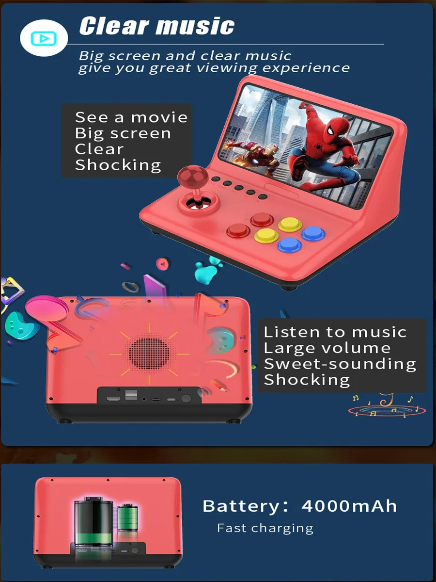 A12 64GB 9inch joystick arcade A7 architecture quad-core CPU simulator video game console new game children's gift