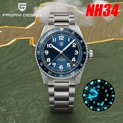 PAGANI DESIGN 2024 New NH34A Men's GMT Automatic Mechanical Watches Top Brand Sapphire 20Bar BWG-9 Business Travel Clock Watch f