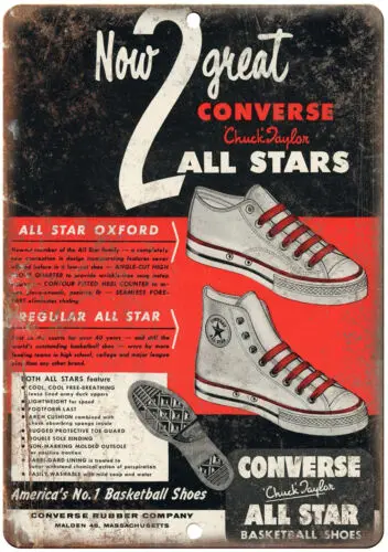 1e,Converse Basketball Shoe, sneaker head, Jordans ;  Metal Sign