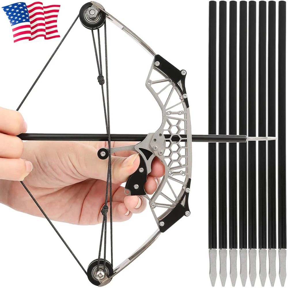 

Bow and Arrow Set Mini Bow Draw Weight 9.5lbs Practice Portable Stainless Steel Practice Bow Archery Shooting Hunting Children