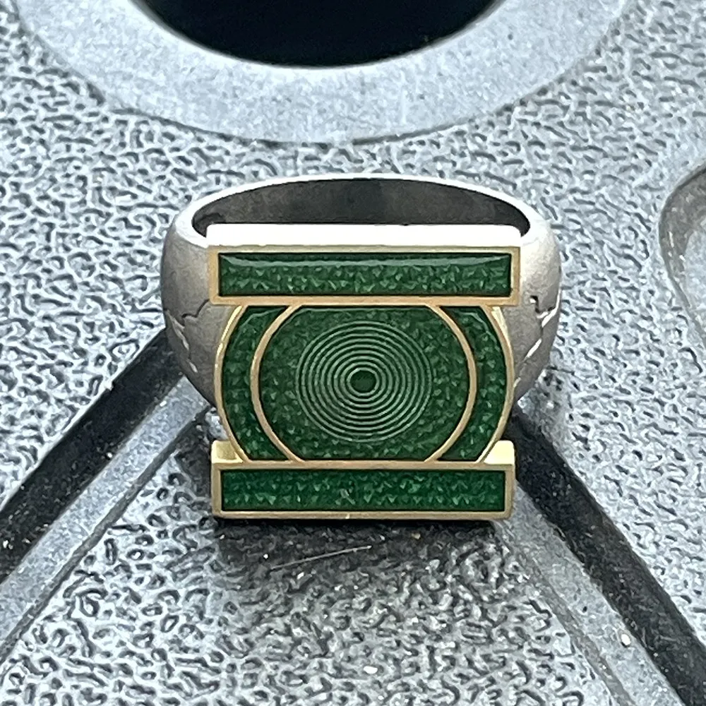 John Stewart Green Lantern Ring Cosplay High Quality Metal Ring For Men Metal Finger Jewelry Accessories Halloween Cosplay Gifts