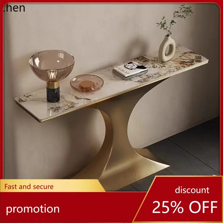 

CZ Simple Modern Stainless Steel Champagne Gold Brushed Stone Entryway Table Entryway Wall Cabinet Entryway Cabinet