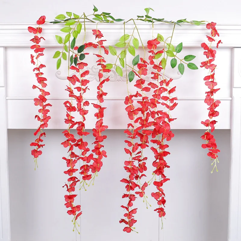 

Simulated Flower Vine Christmas Decorations, Wedding Ceiling, Vine Wall Hanging, Green Plants, Party Decorations, Shooting Props