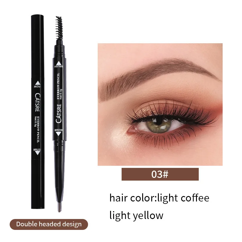 Stylo Eyeliner rotatif deux en un, Double tête, ombre à paupières, Durable, étanche, sans bavures, brosse à sourcils, Nature tridimensionnelle