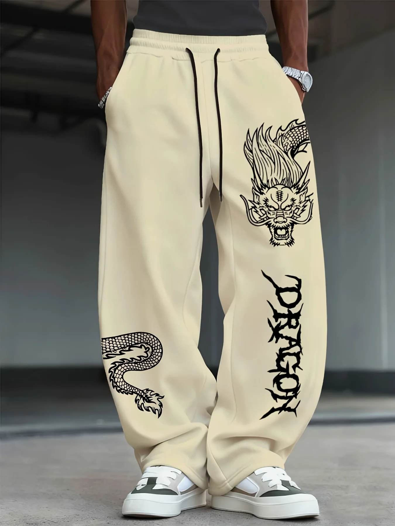Pantalon Long de sport ample et décontracté pour hommes, motif Dragon Soaring, cordon de serrage, pour le printemps et l'automne, vêtements d'extérieur et de maison