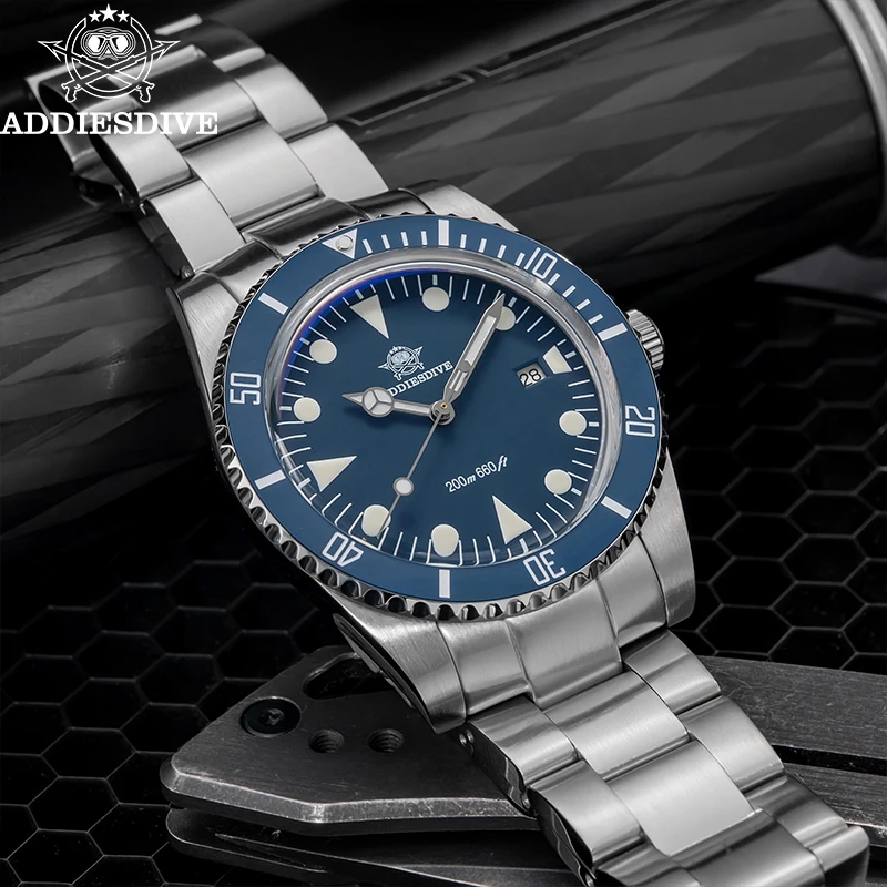 ADDIESDIVE Hot Sale Men's Watch Date 316L Stainless Steel 20Bar Waterproof BGW9 Super Luminous Quartz Watches Reloj