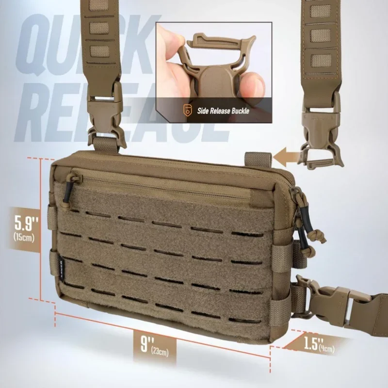 1000D Nylon Tactische Borsttas Airsoft Pouch met Molle Systeem voor Outdoor Camping Wandelen Jacht EDC Schouder Vissen Vest