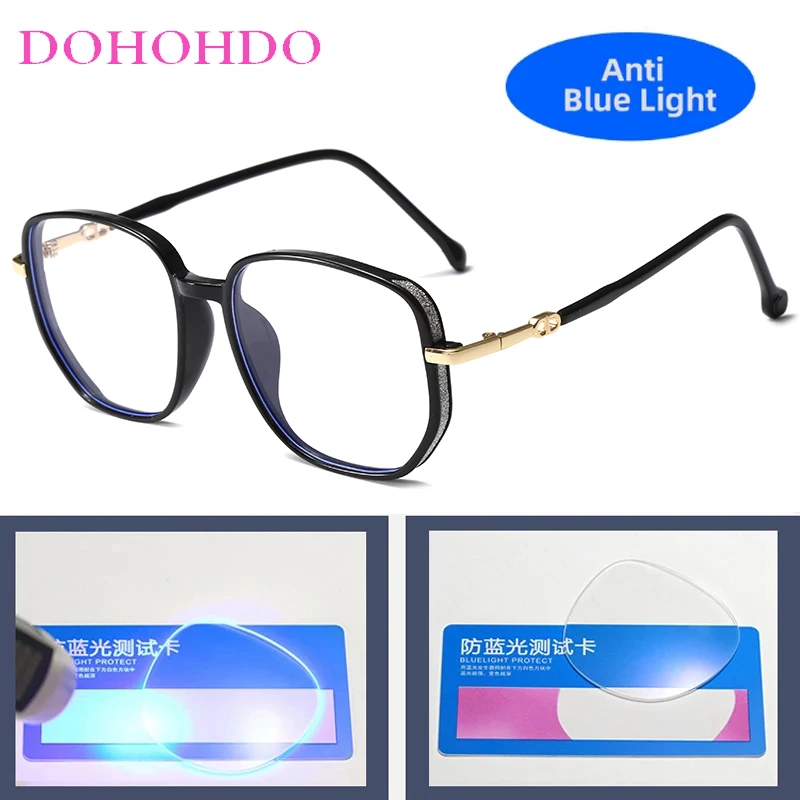 2024 Trendy Women Blue Blocking Glasses Square Sunglasses Photochromic Vintage Oversized Glasses Uv400 Eyeglasses Alloy Frame