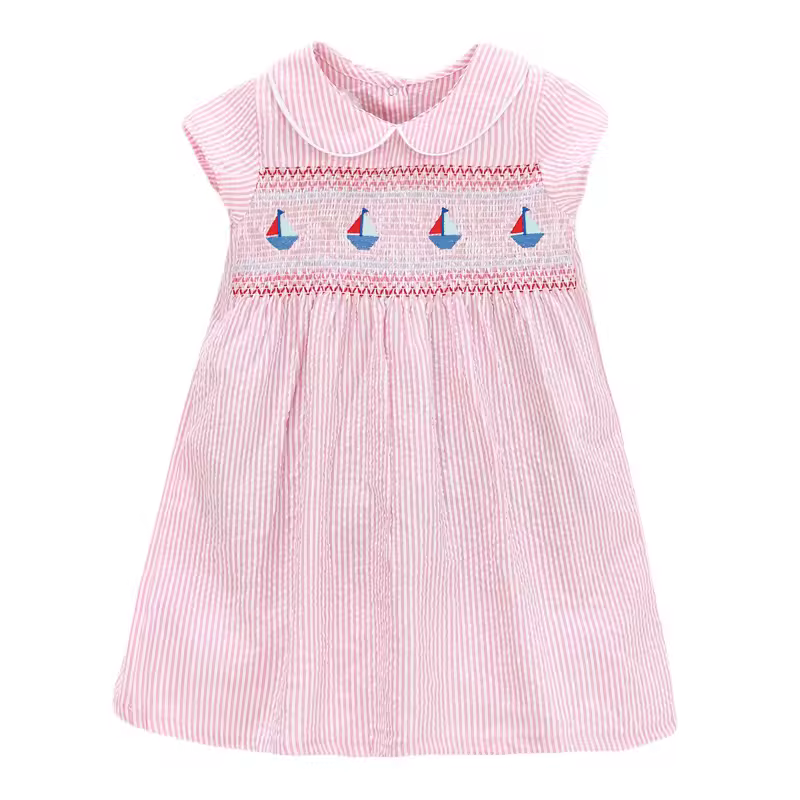 Little maven שמלת בנות קיץ חדשה בצבעים ורודים צווארון פיטר פן מקסים שמלת מסיבה לילדים שמלות מפוארות לילדות קטנות