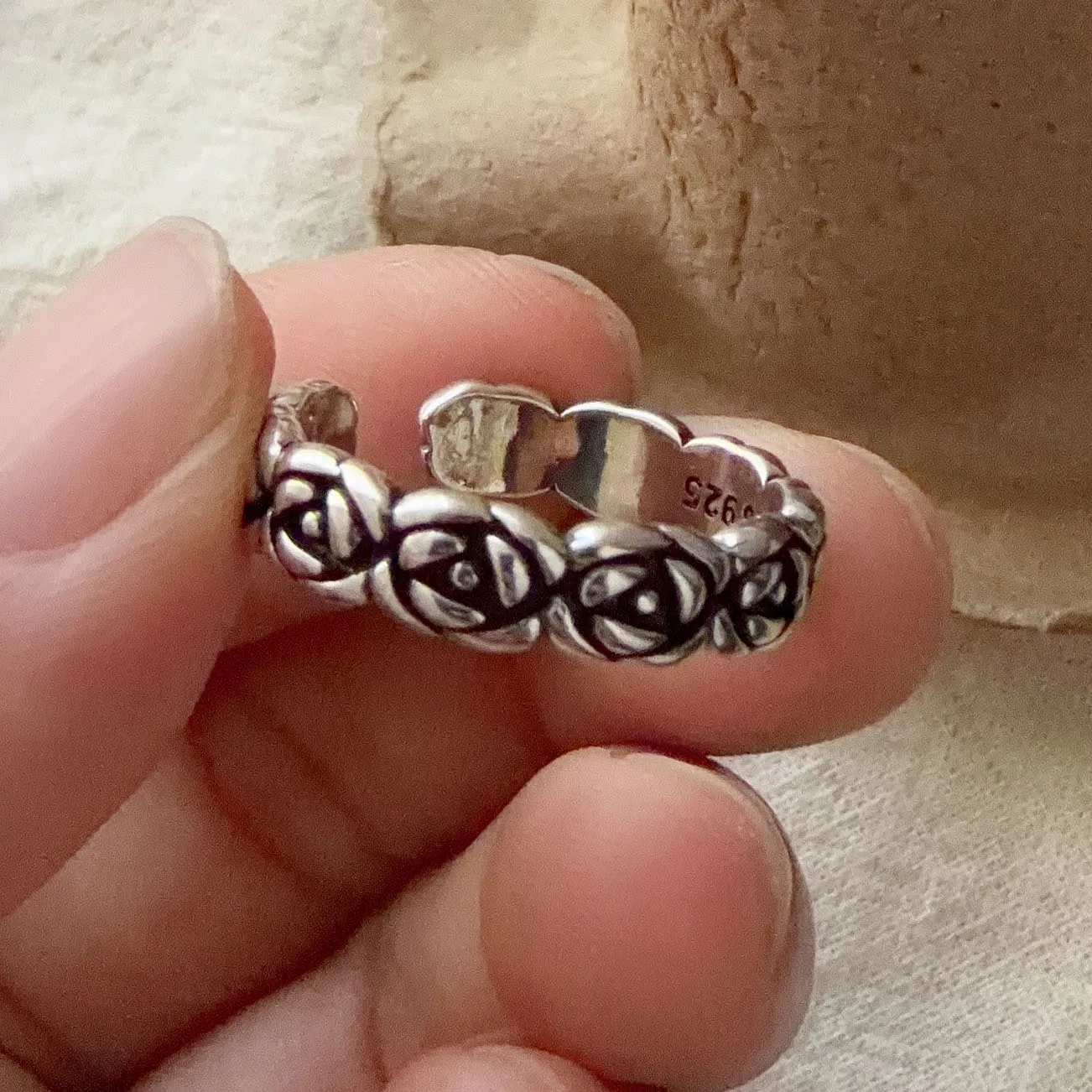Women's 925 Sterling Silver Geometric Flower Ring