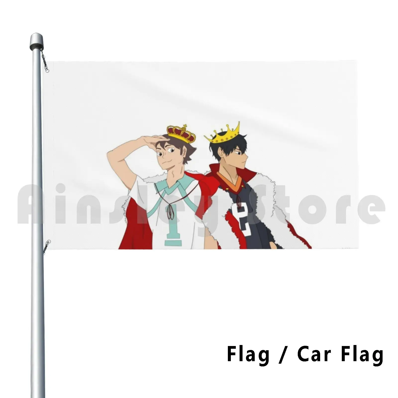 Oikawa And Kageyama Outdoor Decor Flag Car Flag 192 Oikawa Kageyama Kings Royal Royalty Haikyuu Anime Weeb Pastel