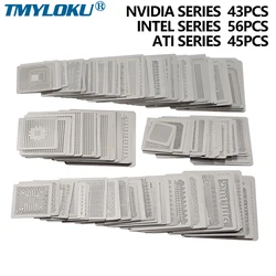 144 pçs/lote bga calor direto placa gráfica bga stencils intel/nvidia/ati chips de vídeo bga reballing estêncil tapple kit