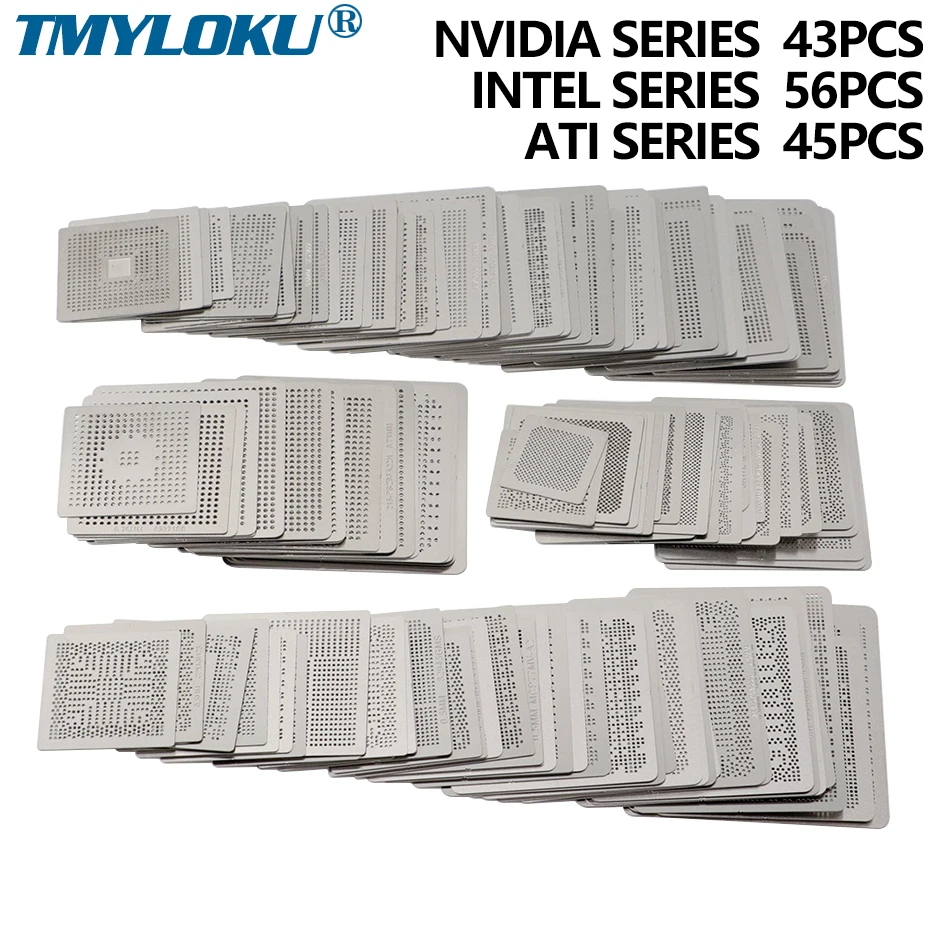 144pcs/lot BGA Direct Heat graphics card BGA Stencils INTEL/ NVIDIA/ ATI Video chips Bga Reballing Stencil Tample Kit