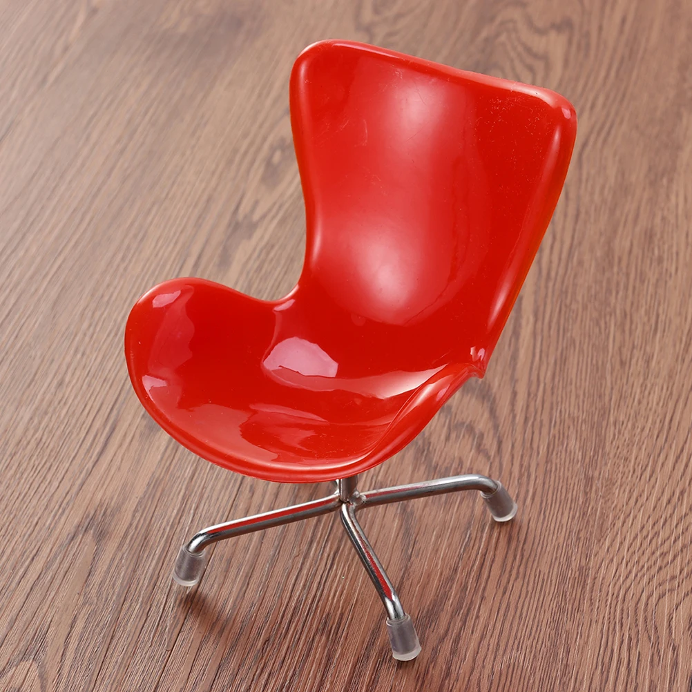 1pc Mini Computer Chair Hedgehog Hamster Egg Seat Plastic Metal Base Cute Pet Furniture Red Color Small Animal Play Rest Spot