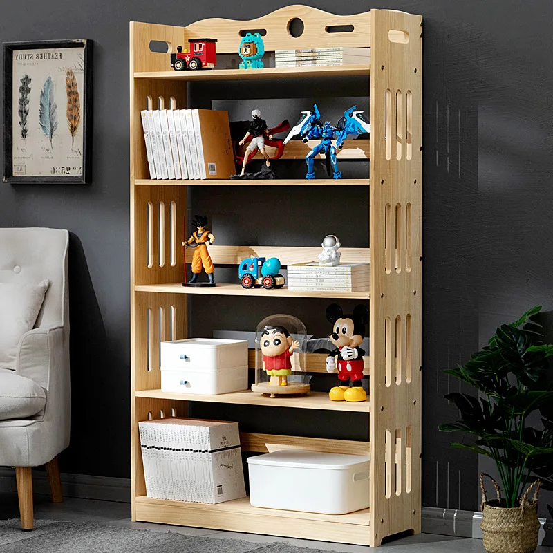 

Simple solid wood bookshelf, floor to ceiling bookcase, picture book shelf in reading area