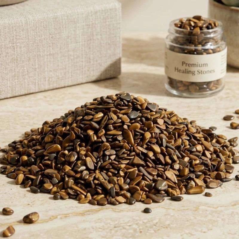 Natural Tumbled Tiger's Eye Stone Chips 3-5mm, Polished Gemstone Nuggets for Vase Fillers, Crystal Decor, Healing