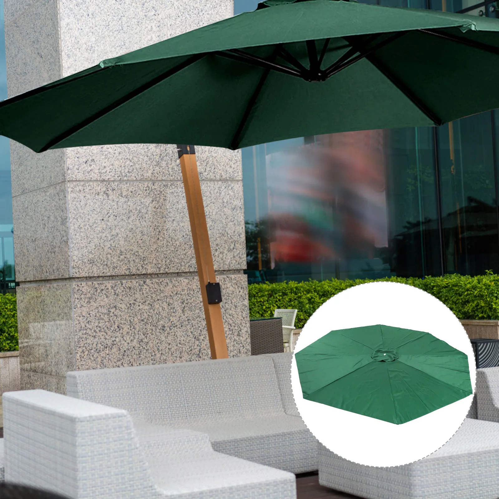 

2.7M 6 Bones Outdoor Patio Umbrella Shade Beach Canopy Replacement Sunscreen Rainproof Cloth Yard Accessories Parasol