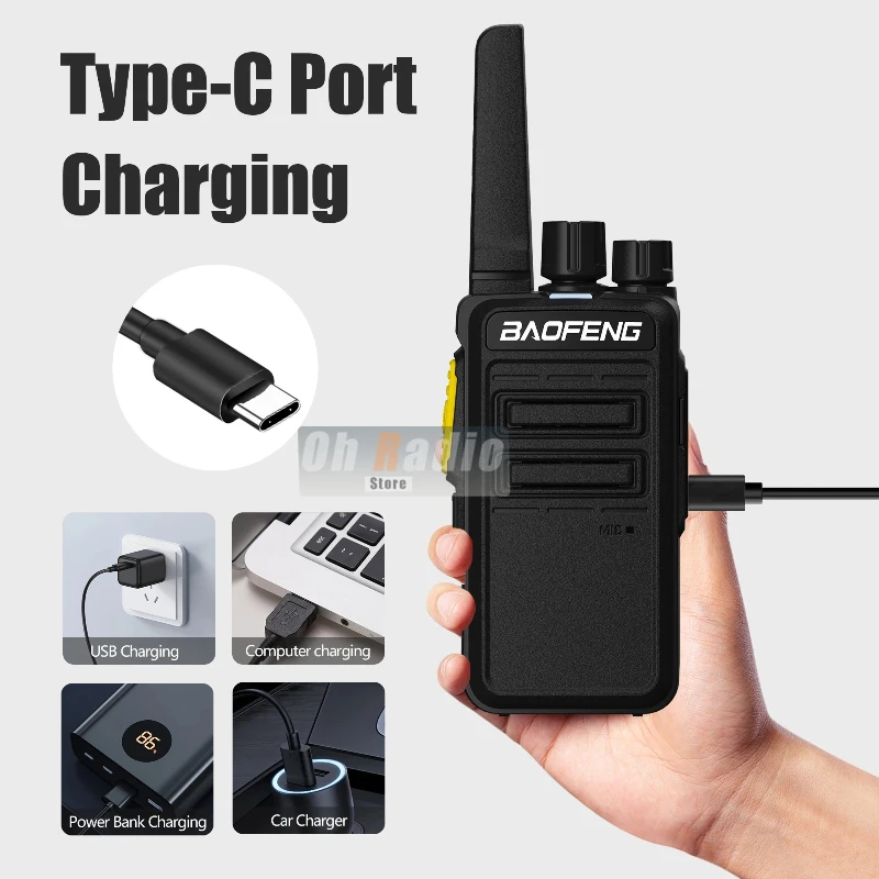 2PCS Baofeng BD-V12A Mini Walkie Talkie Typ-C Ladegerät Rauschunterdrückung Drahtlose Zwei Weg Radio Jagd