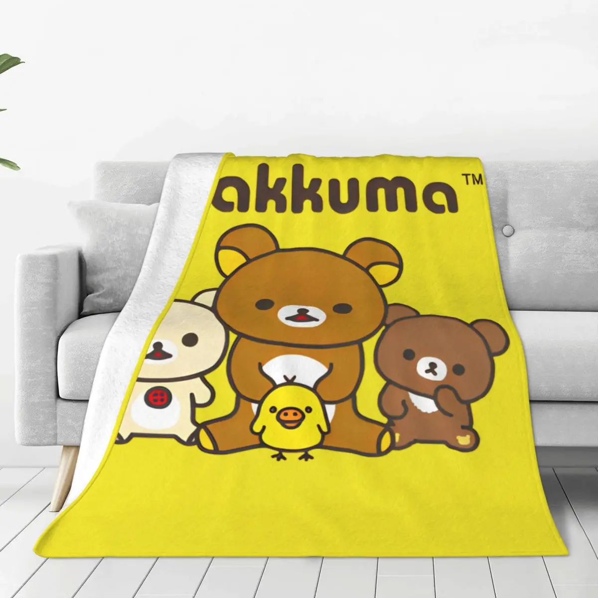 Soft Blankets Airplane Travel Rilakkuma Cartoon Bedding Throws Flannel Bedspread For Couch Chair Sofa Bed Fluffy Sofa Bed Cover