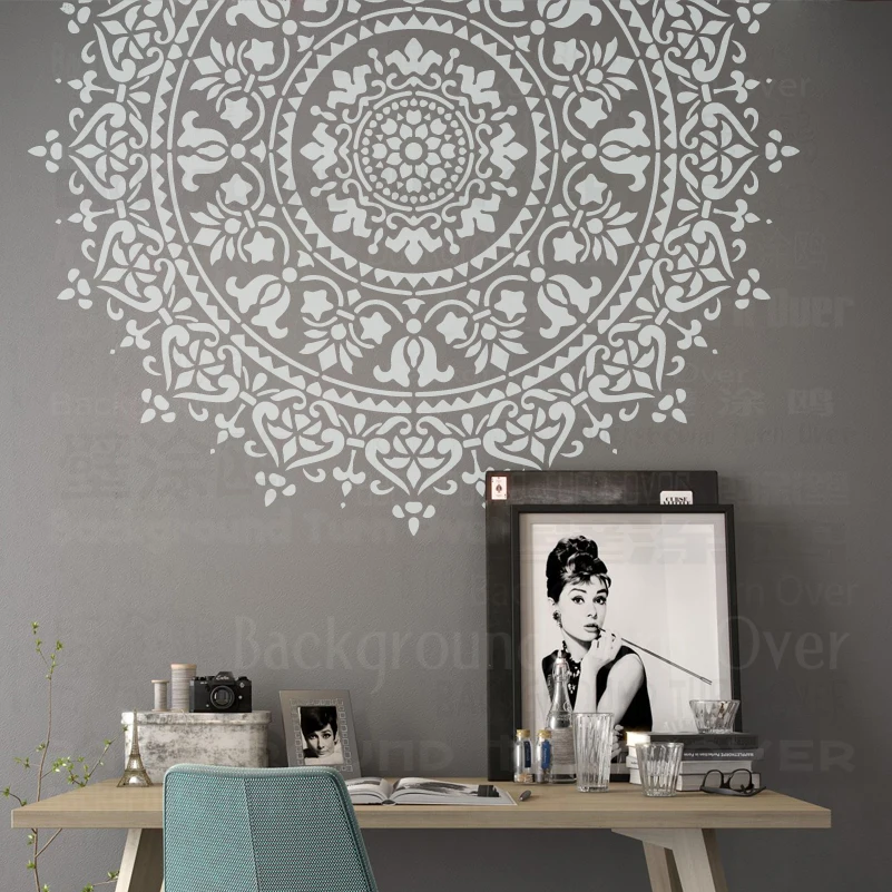 70cm - 110cm Stencil Wall Decor Decorative Template To Paint For Plaster Painting Brick Big Large Mandala Ceiling Round S052