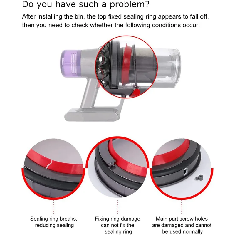 A44T 8X For Dyson V11 SV14 SV15 Vacuum Cleaner-Dust Bin Top Fixed Sealing Ring Replacement Attachment Spare Part Accessories