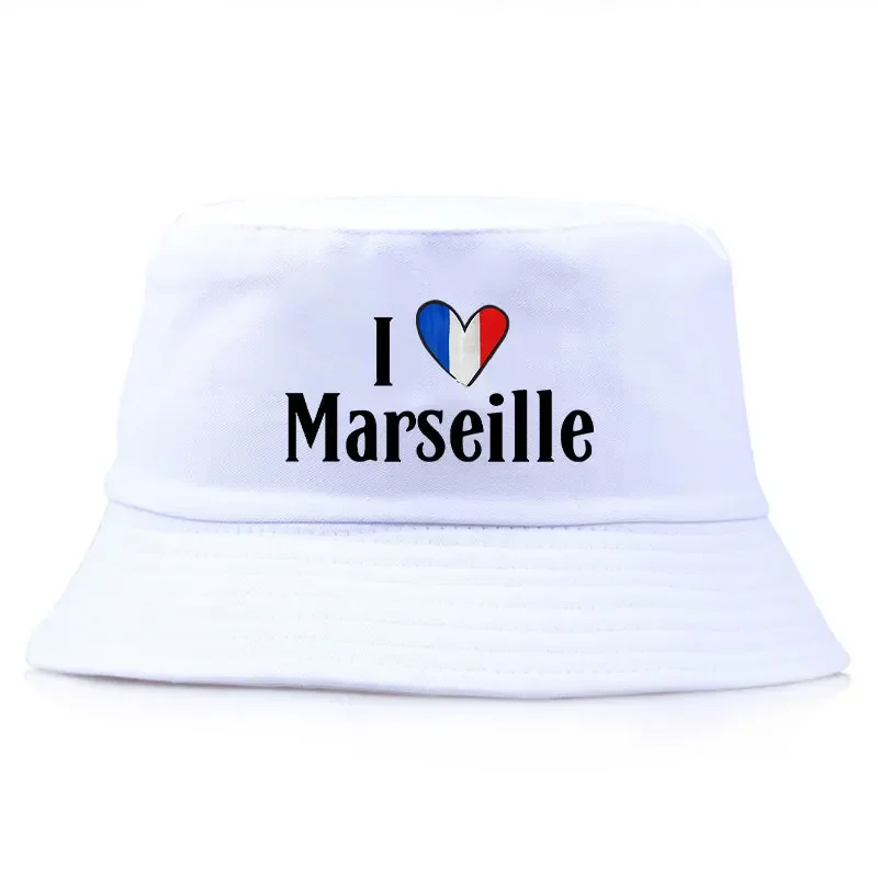 Unisex I LOVE Marseille Reversible Bucket Hat Woman Man Outdoor Casual Fisherman Cap Adult Winter Warm Panama Hat Cool Bob