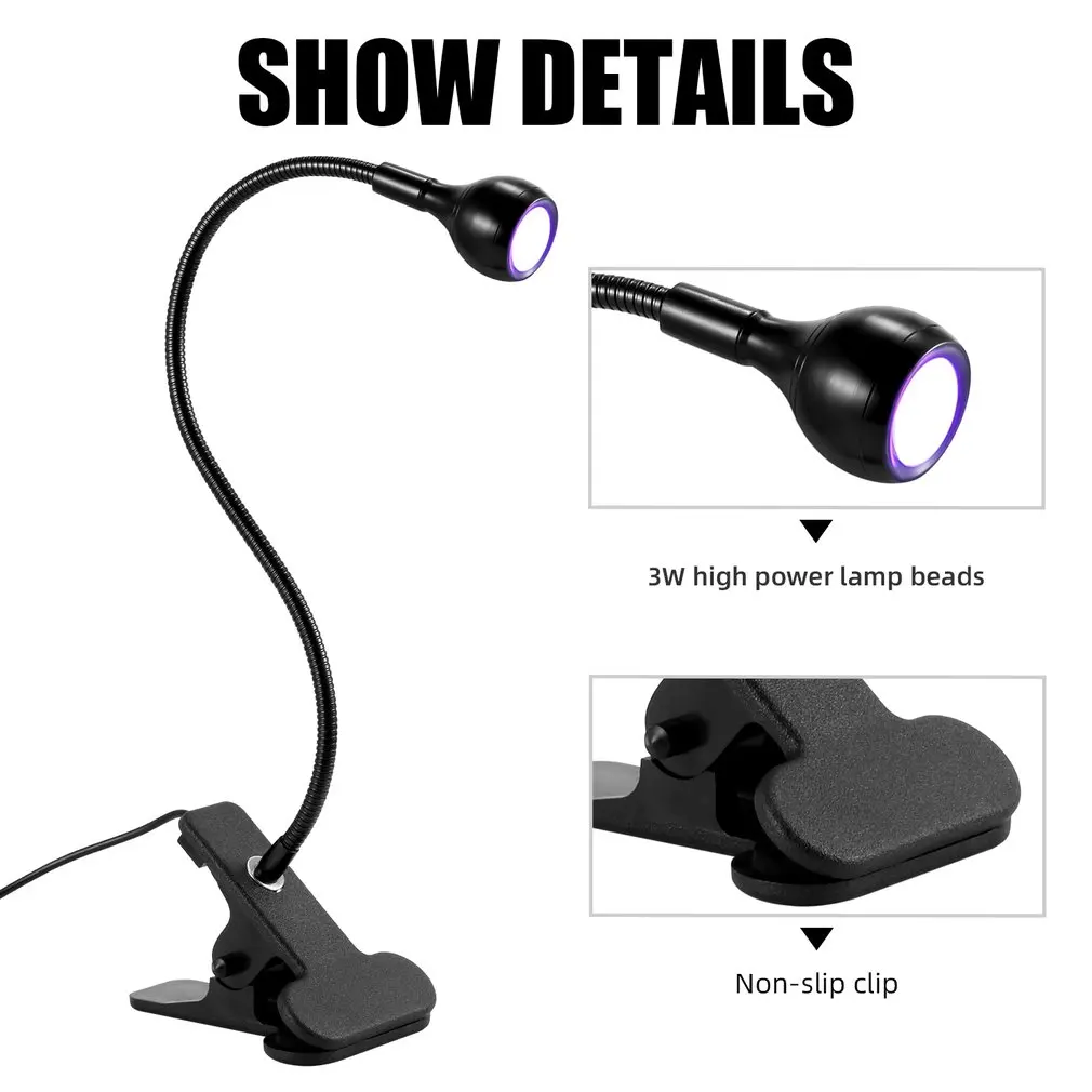 Mini lámpara Led UV para uñas, secador de luces ultravioleta, lámpara Flexible con Clip para escritorio, USB, Gel de curado, herramientas de salón de manicura y pedicura