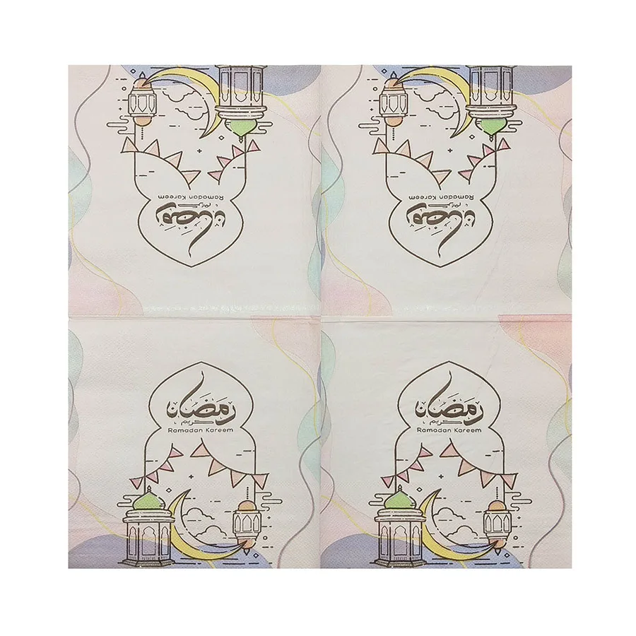 10/20 قطعة 33 سنتيمتر 2 طبقة رمضان تحت عنوان المناديل الملونة ، لب الخشب الأصلي ، المفارش الورقية الزخرفية الوردي ، DIY Decoupage ورقة