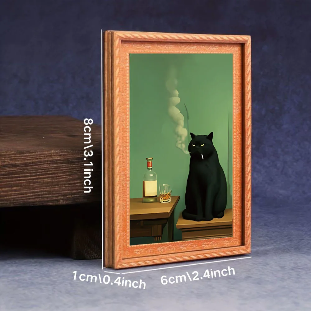 1 Piece of Retro Smoking Cat Whiskey Fridge Magnet, Vintage Bar Gentleman-Style Cat Art Magnet, Decorative Magnetic Sticker for Refrigerator, Storage Cabinet, and Whiteboard, Creative and Fun Gift for Cat Lovers and Bar Enthusiasts
