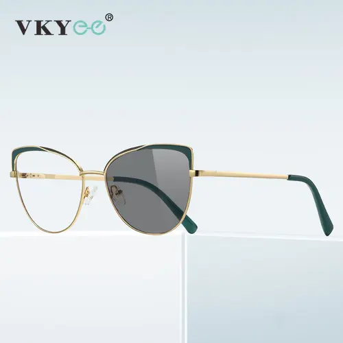 Imagen 2 del producto VKYEE nuevas gafas de lectura fotocromáticas con diseño de ojos de gato para mujer, montura de mariposa, gafas graduadas personalizadas con rayos antiazules 3100