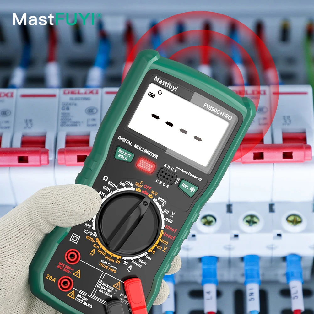 

MASTFUYI Professional Multimeter, Super Large Range 2000V 20A True RMS Measurement 6000 Count with Ambient Temperature Detection