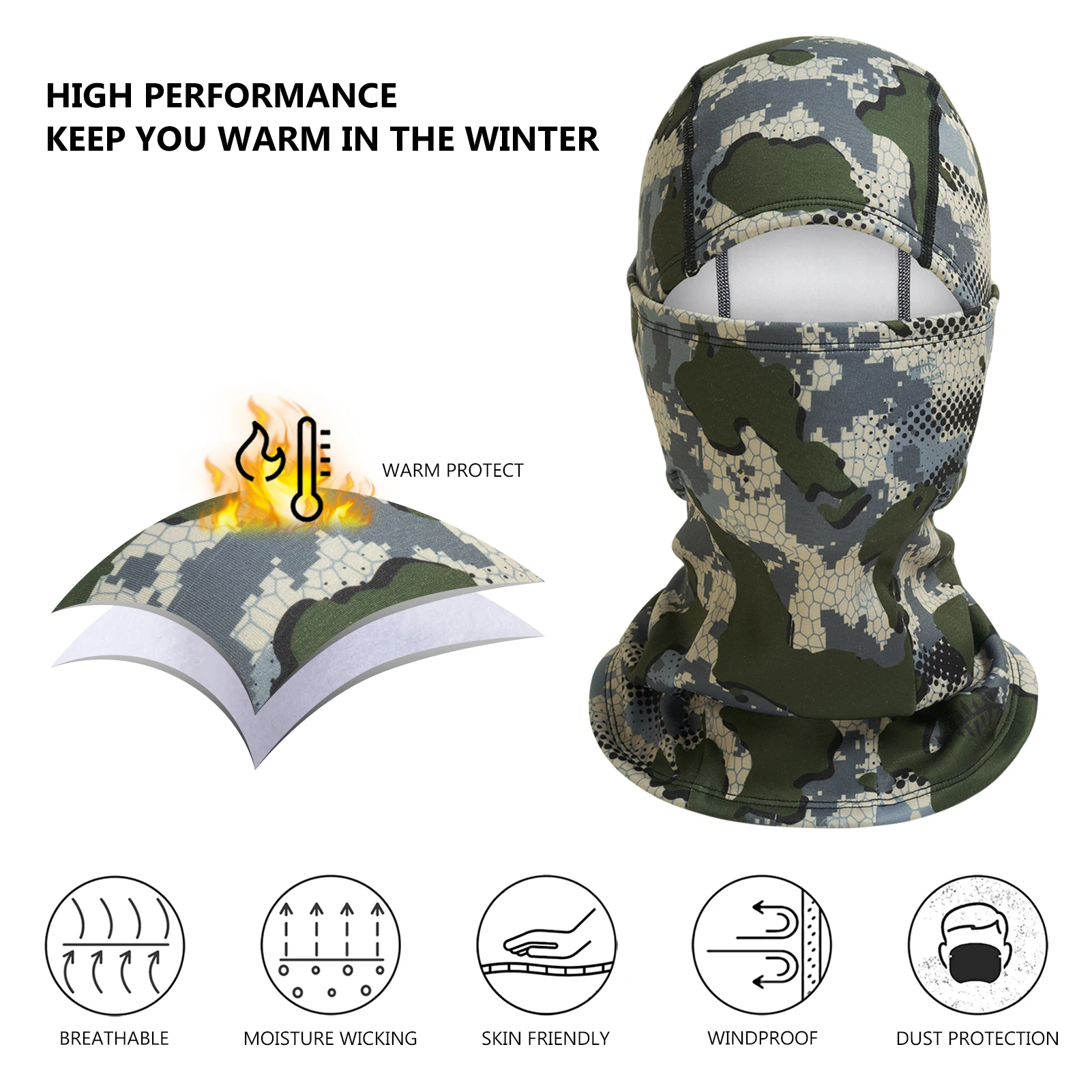 Bassdash Men Women Ninja Hood Mask Windproof Fleece Neck Gaiter for Cold Weather Fishing Hunting Cycling Motorcycling Balaclava