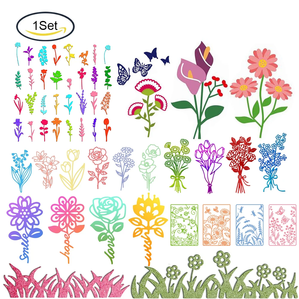 

4-32Pcs Wild Flower Embossing Template Plants Leaves Carbon Steel Die Cuts for Scrapbooking Card DIY Craft Decoration