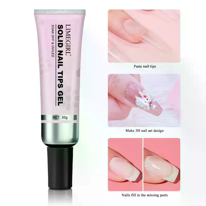 

30g Soft Nail Tips Gel Transparent Patch Gel For False Nails Extension Strong Adhesive Tube Tip Glue UV Soak Off Salon Manicure