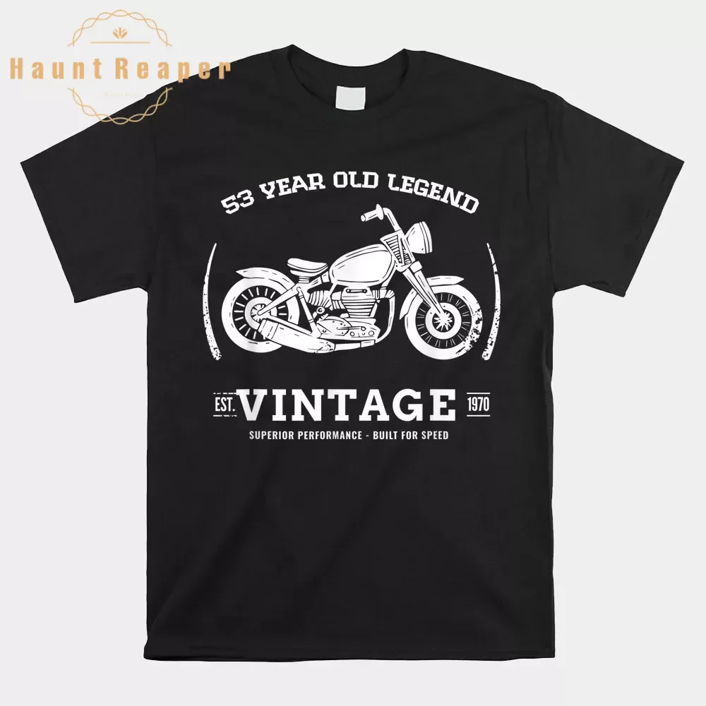 Haunt Reaper Men T Shirt 53 Year Old Biker. Born In 1970 53rd Birthday Bike Motorbike Shirt Humor High Quality Tops Tees