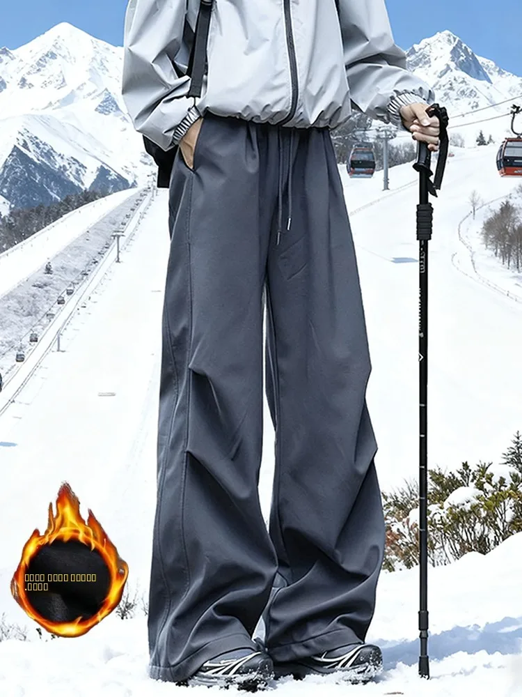 

Thiened Fce Winter Ski Pants Men Women Outdoor Windproof Waterproof Warm Straight Leg Trousers for Snow Sports