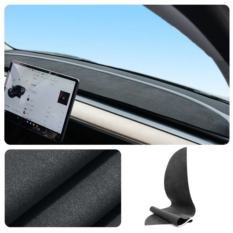 For Tesla Model 3 Model Y 2019-2023 Dashboard Instrument Cover Panel Trim Sunshade Non-slip Mat Suede Car Interior Accessories