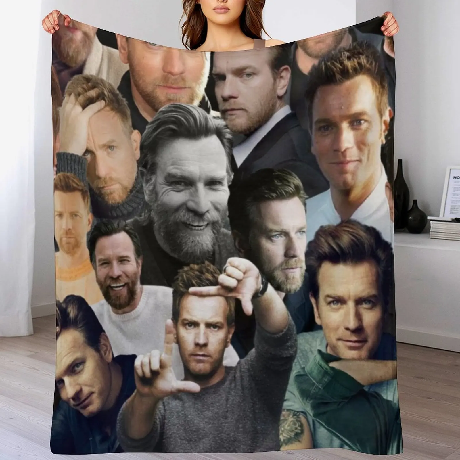 Ewan McGregor photo collage Throw Blanket Stuffeds Decoratives Multi-Purpose Soft Big Blankets