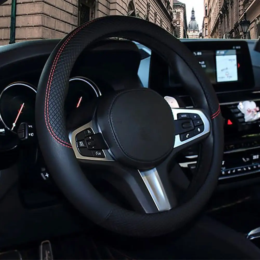 

Универсальные чехлы на руль автомобиля 38 см, кожаные, всесезонные, для защиты салона авто C4H6