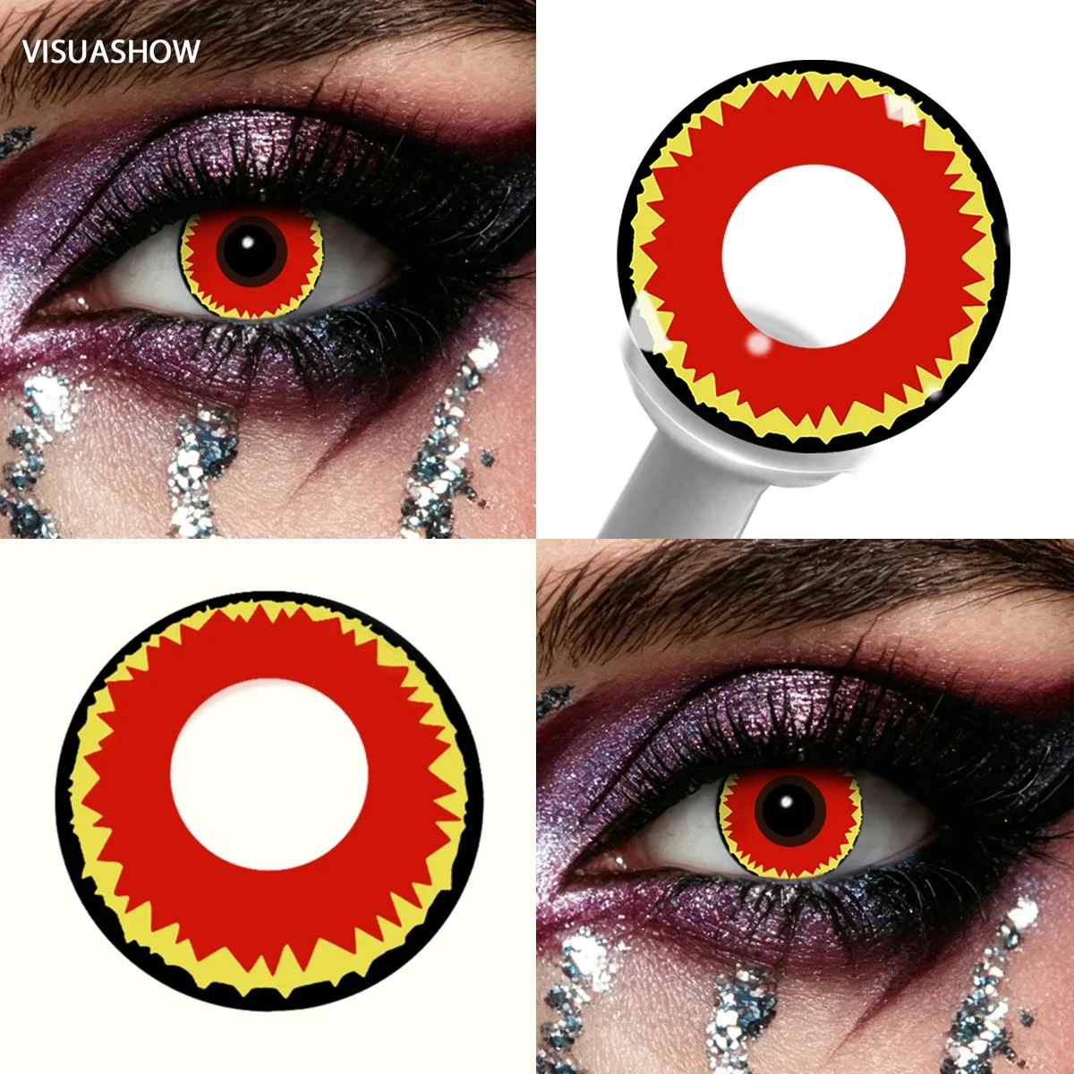 Lalens Grüne Anime-Cosplay-Farbkontaktlinsen, 1 Paar, 14,2 mm, Kosmetiklinsen für Cosplayer, Halloween, Weihnachtsfeier, Kostüm, Augen-Make-up – Detail 24