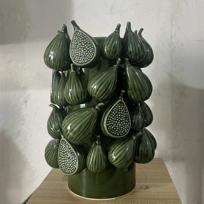 

Ceramic Fruit Vase Ornament, Fig Flower Arrangement, Decorative Home Crafts, High-end Handmade
