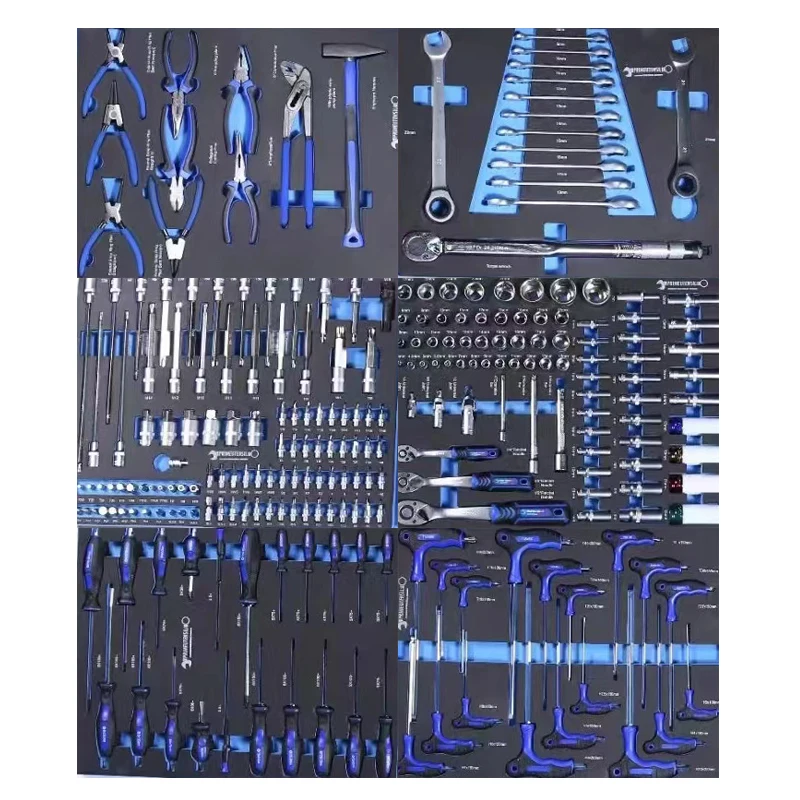 

Neatly Blue 245 PCS Factory Auto Repair Dual Purpose CRV 6 Sets Tool Set With EVA Foam For Tool Trolley Cabinet