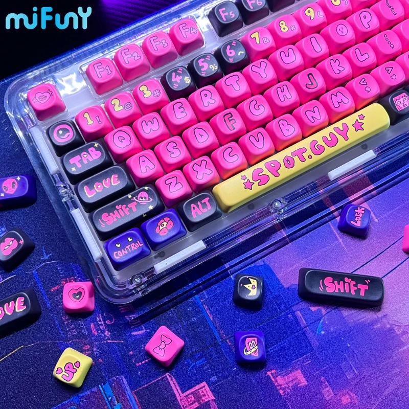 Imagem -06 - Mifuny-piwidesign Spotguy Anime Keycaps Keycap Fullconjunto Pbt Dry Subbed Moa Perfil Ergonômico para Acessórios Teclado Mecânico