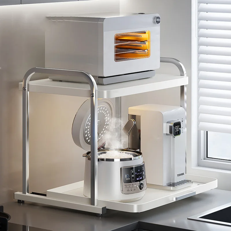 Metal drawable storage Holders for microwave oven Double deck plus height coffee maker racks Updated suction cup floor mat
