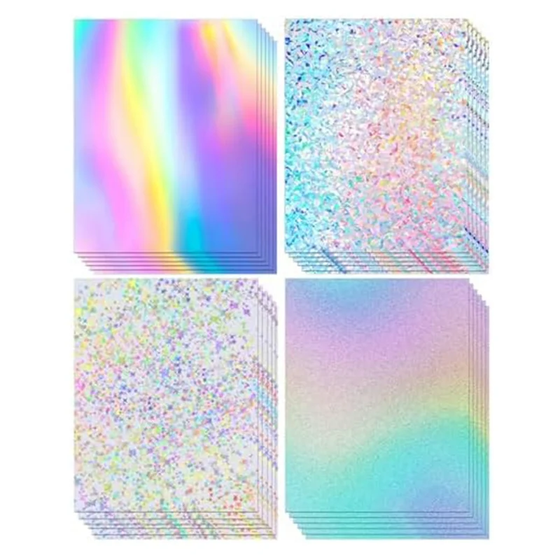 

Popular 24 Sheets Holographic Cardstock Thick Cardstock For Crafts Card Making, Party Decoration
