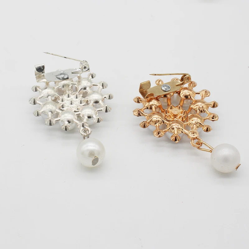 Wholesale 5Pcs/lot Simple Flower Rhinestone/Pearl Brooch For Pins Women Jewelry DIY Garment Sewing Manual Accessories