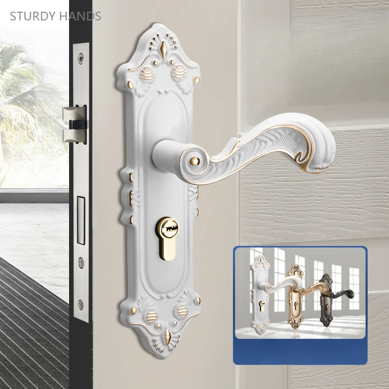 

1 set of zinc alloy bedroom door locks with adjustable universal type wooden door handles and locks including keys