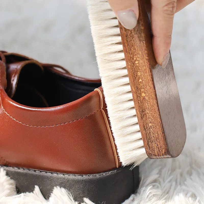 Shoe brush wool hair leather care shoe polish boot cleaner care Multifunctional Soft wool shoe brush with wooden handle